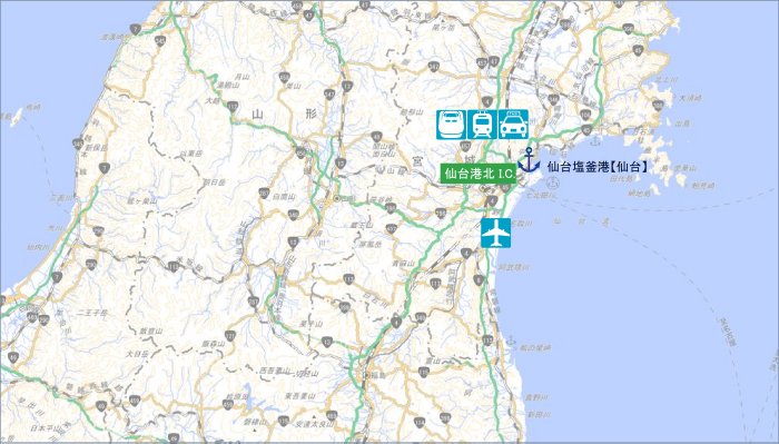 仙台塩釜港（仙台）アクセスマップ