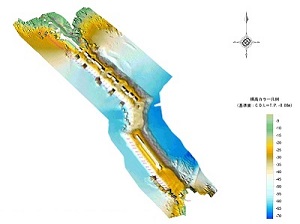 被災後のナローマルチによる海底の測量結果