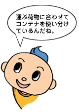 運ぶ荷物に合わせてコンテナを使い分けているんだね。