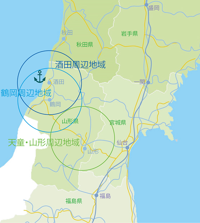 酒田周辺地域地図